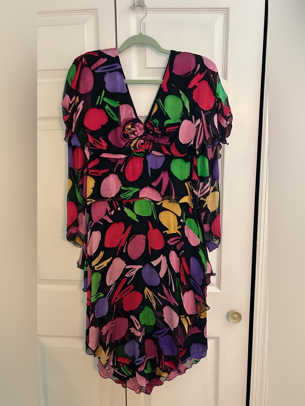 Vintage Holly Harp Chiffon Tiered Dress c1980s